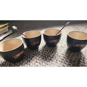 4 Baileys Irish Cream Mine Yours Ceramic Cocktail Glasses & 2 Swizzle Sticks